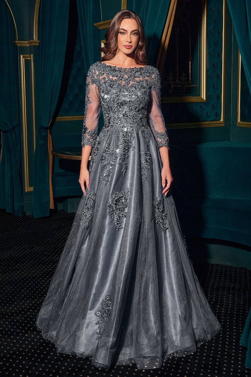 Formal Bride Dresses Long Formal A Line Evening Dress Midnight Grey