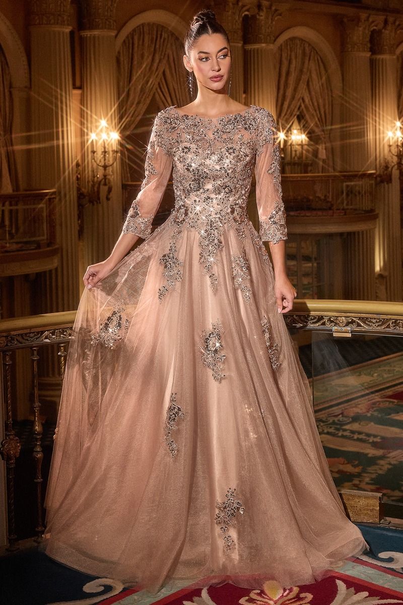 Formal Bride Dresses Long Formal A Line Evening Dress Mocha Gold