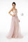 Jeweled Bodice Glitter Mesh A-Line Long Prom Dress - The Dress Outlet Elizabeth K