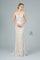 Jeweled Waist Band Accented Glitter Mesh Long Prom Dress - The Dress Outlet Elizabeth K