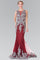 Jewels Embellished Lace Illusion Long Prom Dress - The Dress Outlet Elizabeth K
