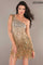 Jovani One Shoulder Short Beaded Fringe Dress 72832 - The Dress Outlet