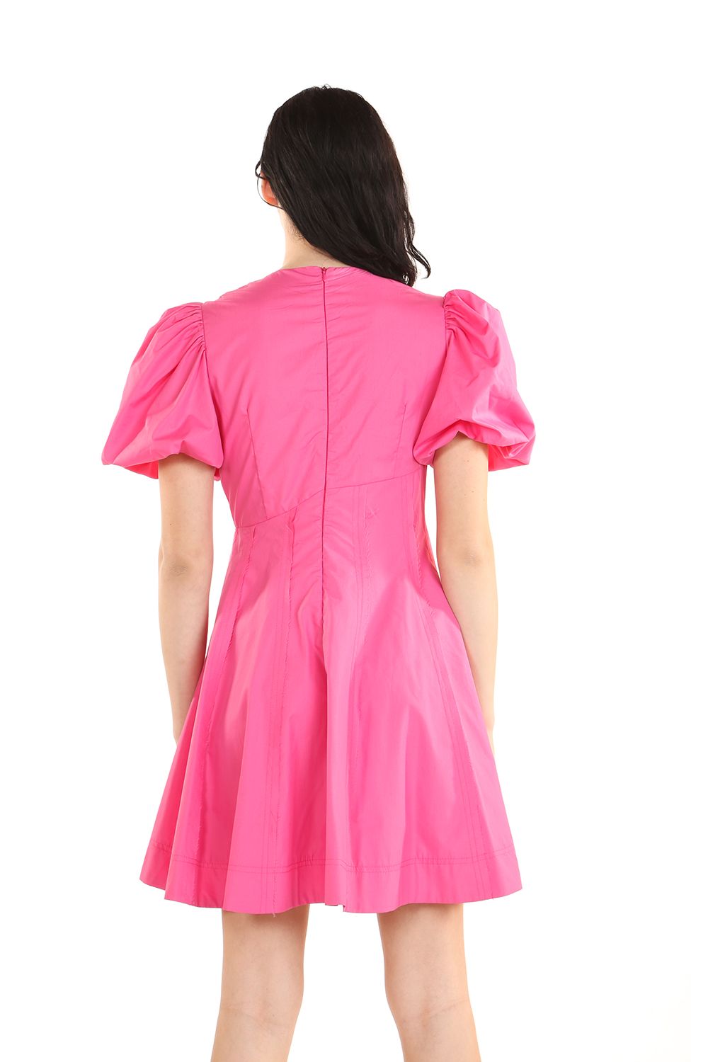 Cocktail Dresses Short Puff Shoulder Cutout Mini Dress Fuchsia