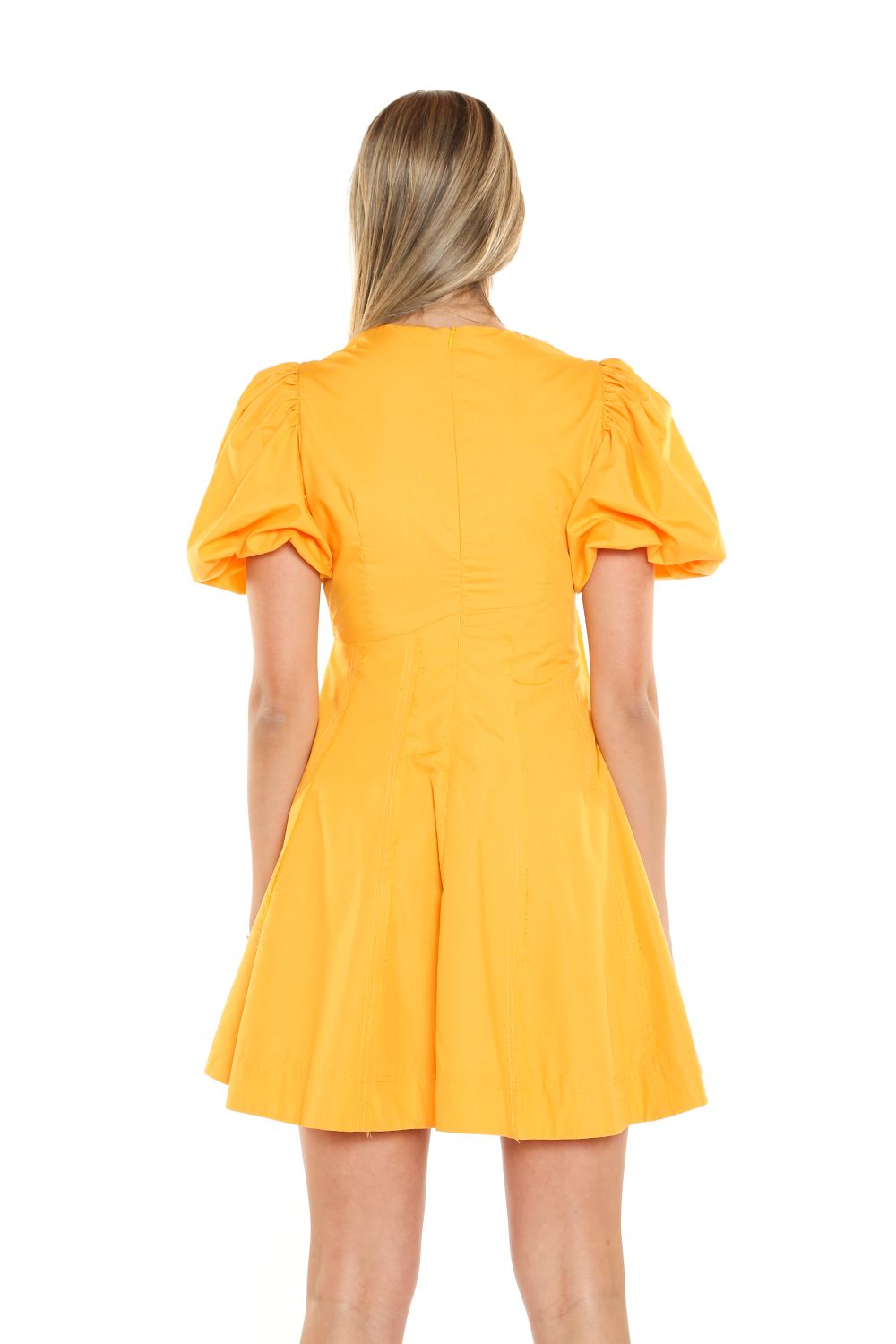 Cocktail Dresses Short Puff Shoulder Cutout Mini Dress Tangerine