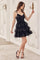 Cocktail Dresses Short Glitter Cocktail Printed A Line Dress Black