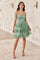 Cocktail Dresses Short Glitter Cocktail Printed A Line Dress Sage