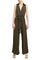 Jumpsuit  Long Formal Collared Tie Waist Jumpsuit Dark Olive