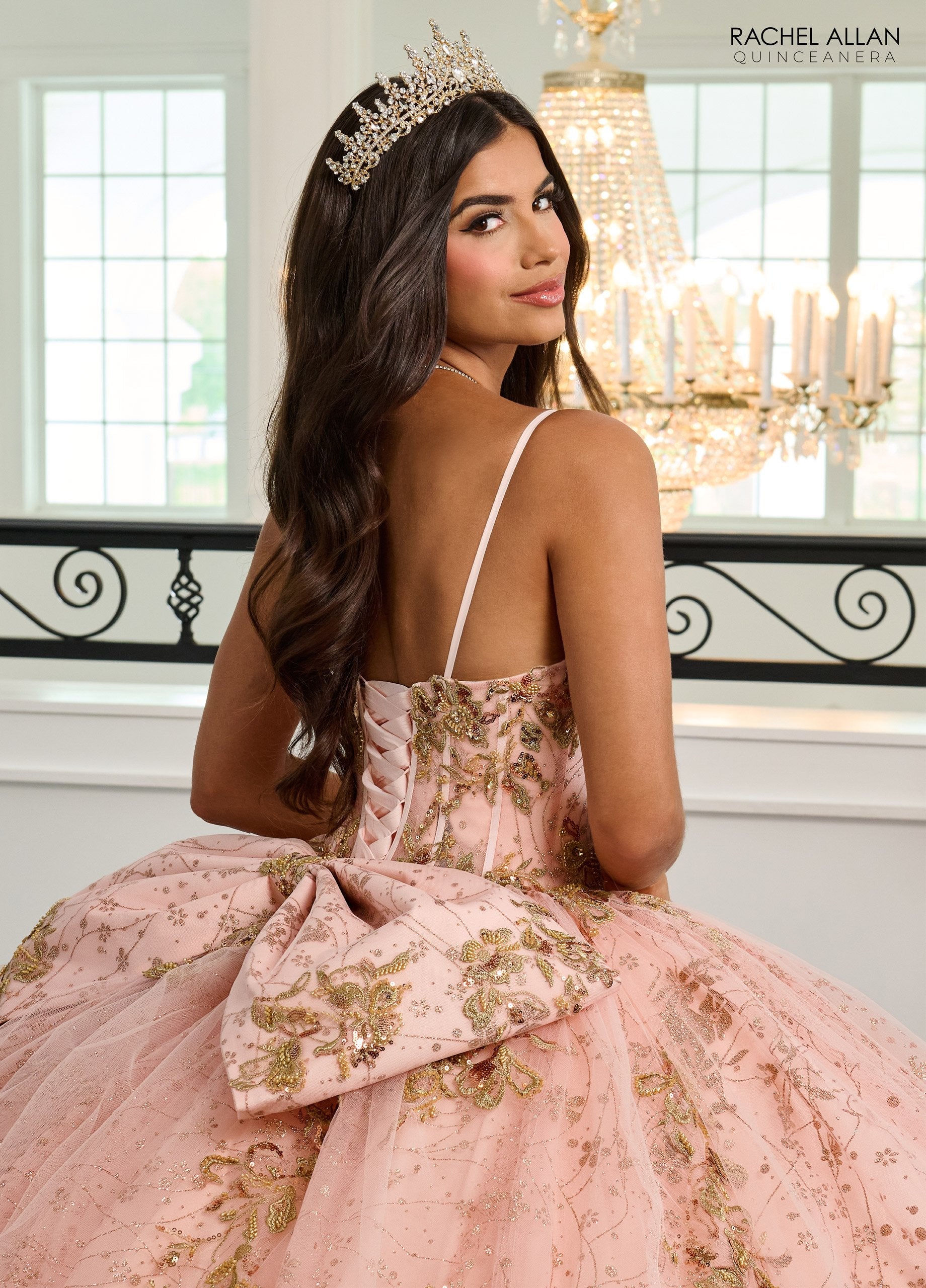 Quinceniera Dresses Ball Gown Long Glitter Quinceanera Dress Blush Gold