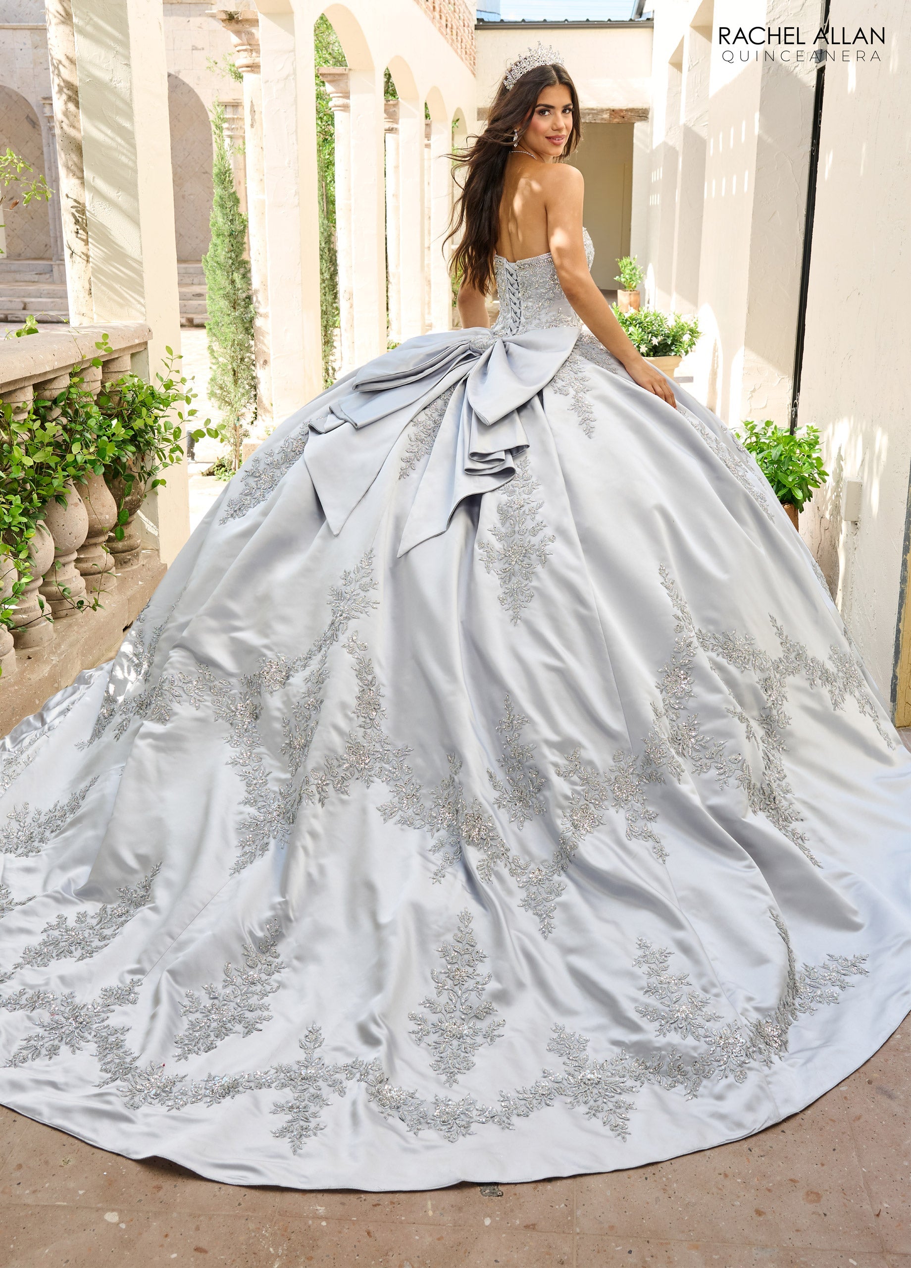 Quinceniera Dresses Beaded Ball Gown Long Quinceanera Dress Silver