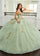 Quinceniera Dresses Ball Gown Long Glitter Quinceanera Dress Sage Gold