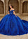 Quinceniera Dresses Long Ball Gown Glitter 3D Floral Quinceanera Dress Royal