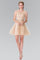 Lace Illusion Top A-line Short Dress Cocktail - The Dress Outlet Elizabeth K