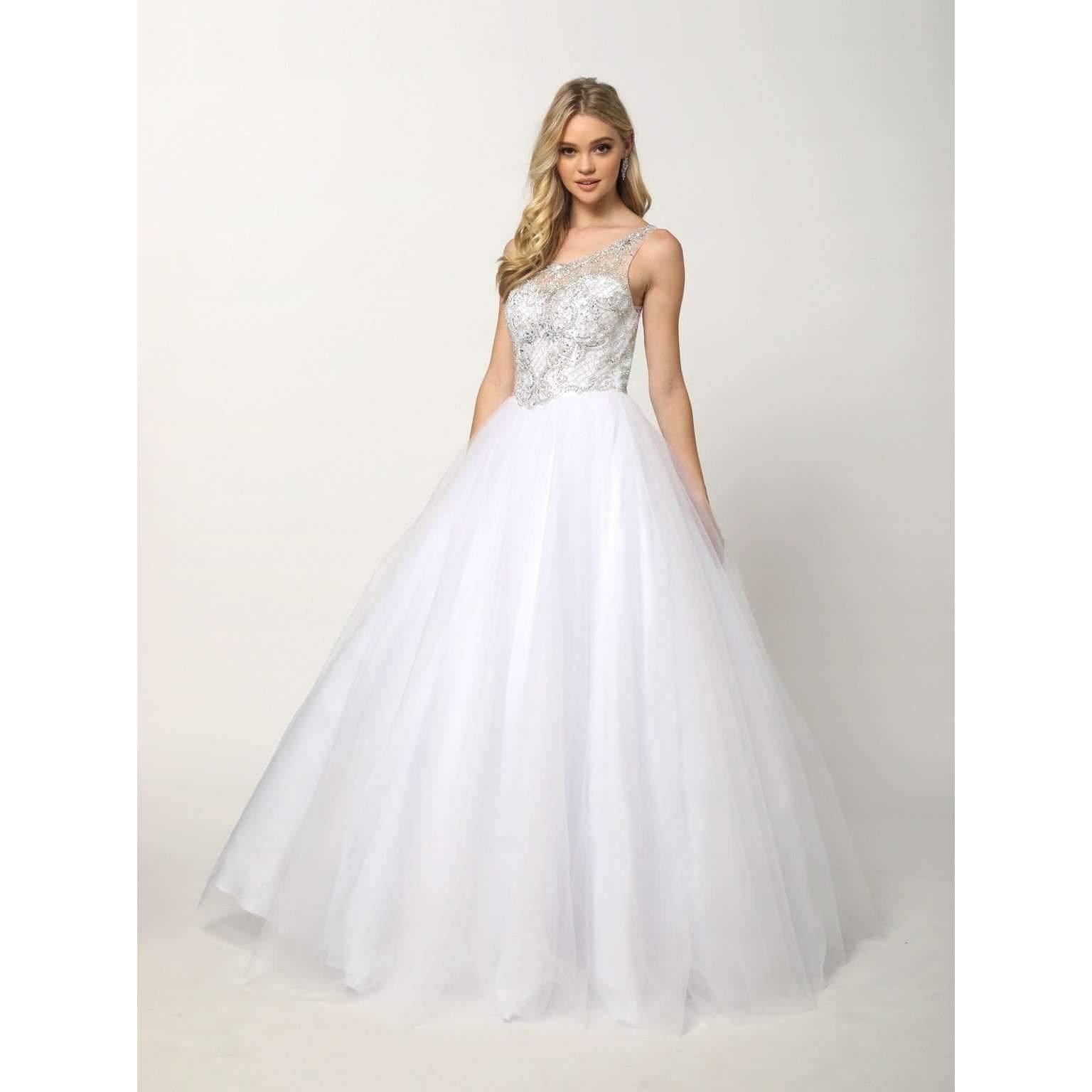 Long Ball Gown Beaded Quinceanera Dress - The Dress Outlet Juliet