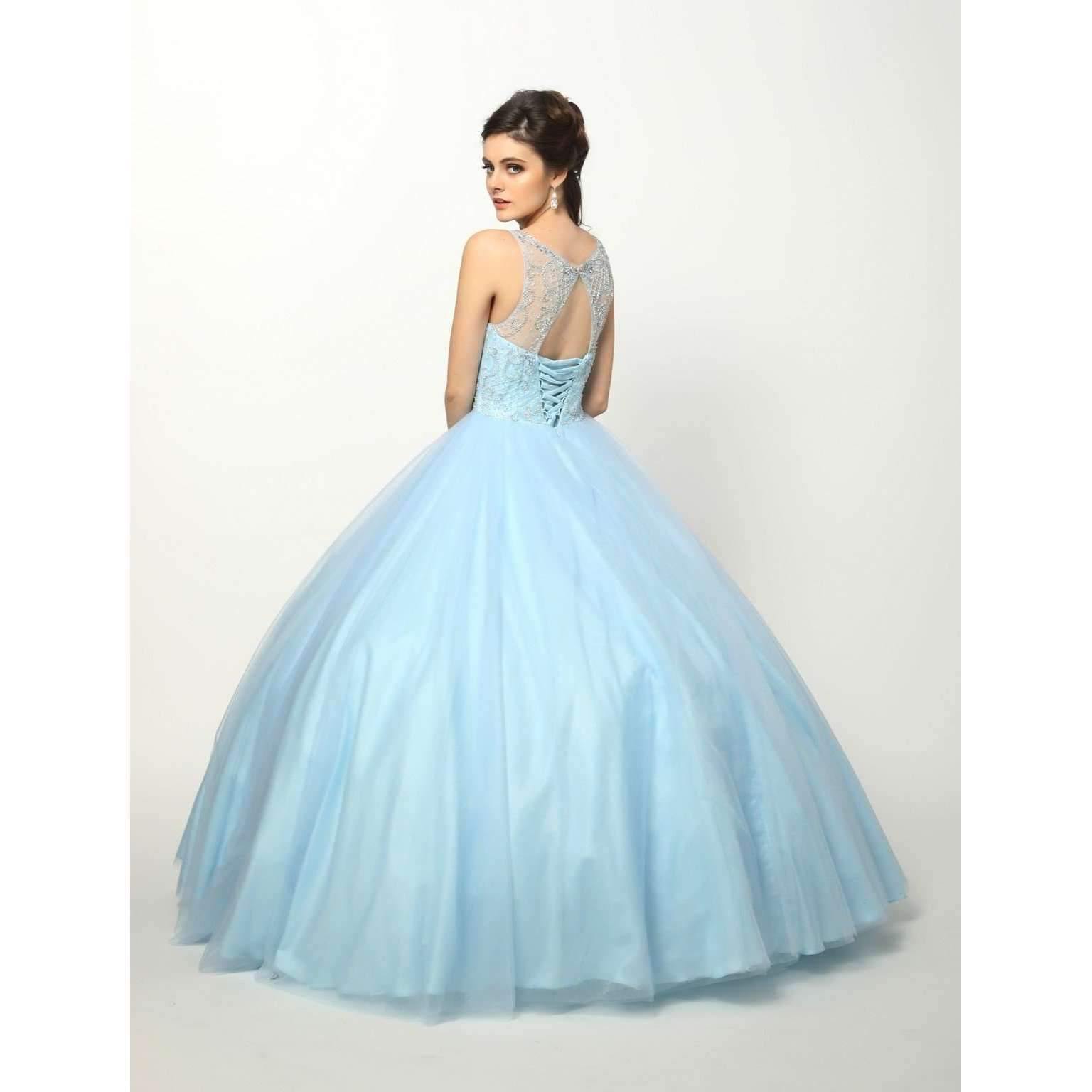 Long Ball Gown Beaded Quinceanera Dress - The Dress Outlet Juliet