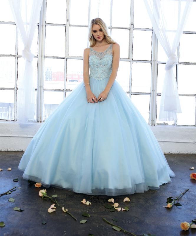 Long Ball Gown Beaded Quinceanera Dress - The Dress Outlet