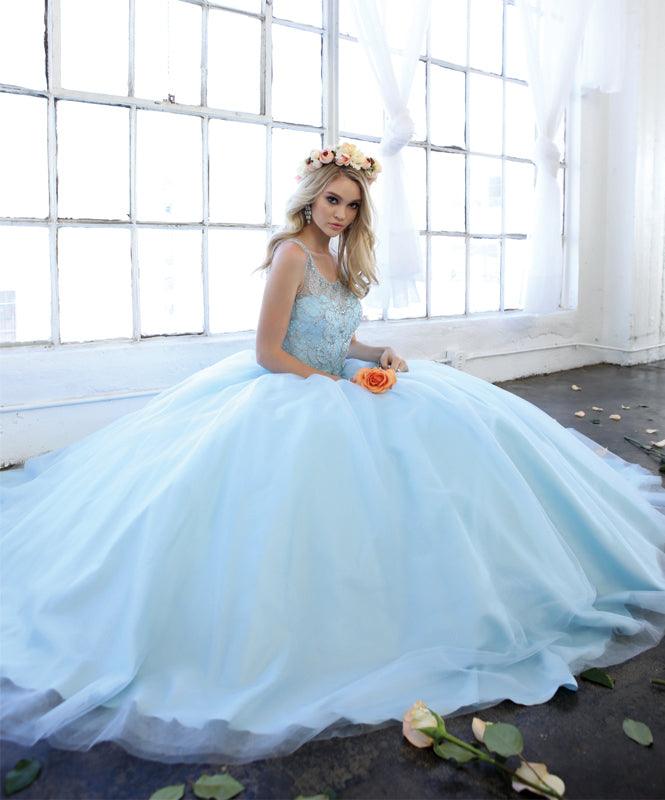 Long Ball Gown Beaded Quinceanera Dress - The Dress Outlet