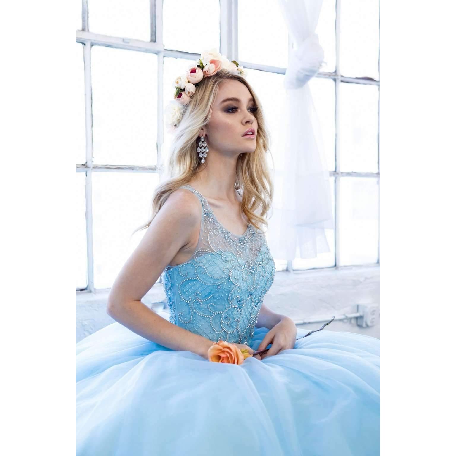 Long Ball Gown Beaded Quinceanera Dress - The Dress Outlet Juliet
