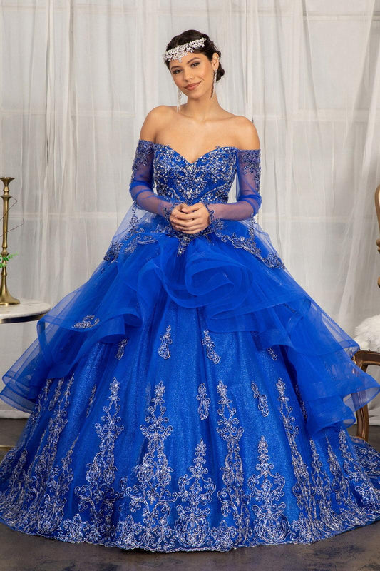 Long Ball Gown Quinceanera Mesh Dress - The Dress Outlet