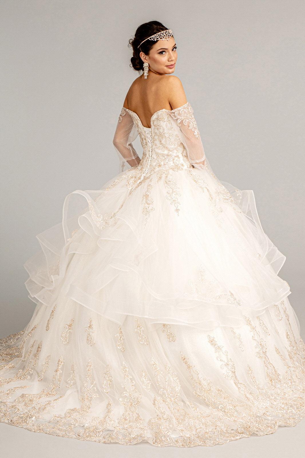 Long Ball Gown Quinceanera Mesh Dress - The Dress Outlet