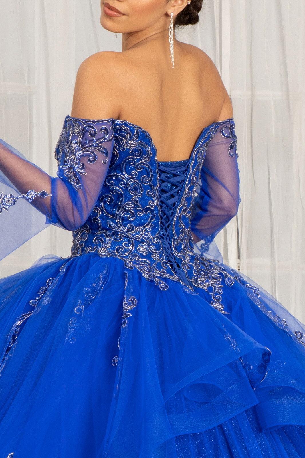Long Ball Gown Quinceanera Mesh Dress - The Dress Outlet