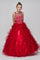 Long Flower Girl Dress Beaded Layered Organza Gown - The Dress Outlet Cinderella Couture