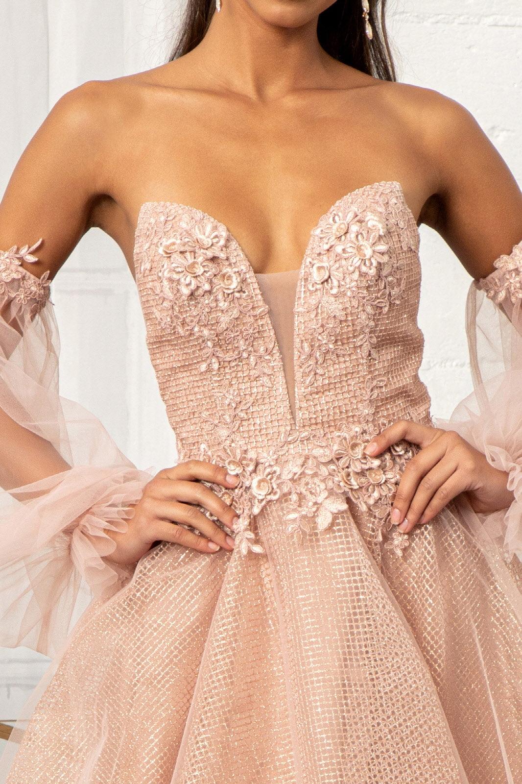 Long Formal Glitter Evening Prom Dress - The Dress Outlet