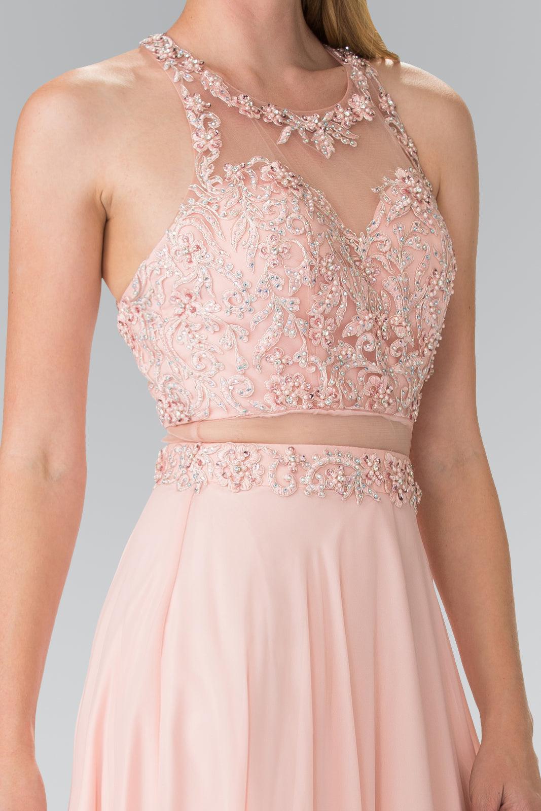 Long Formal Mock Two Piece Prom Dress - The Dress Outlet Elizabeth K