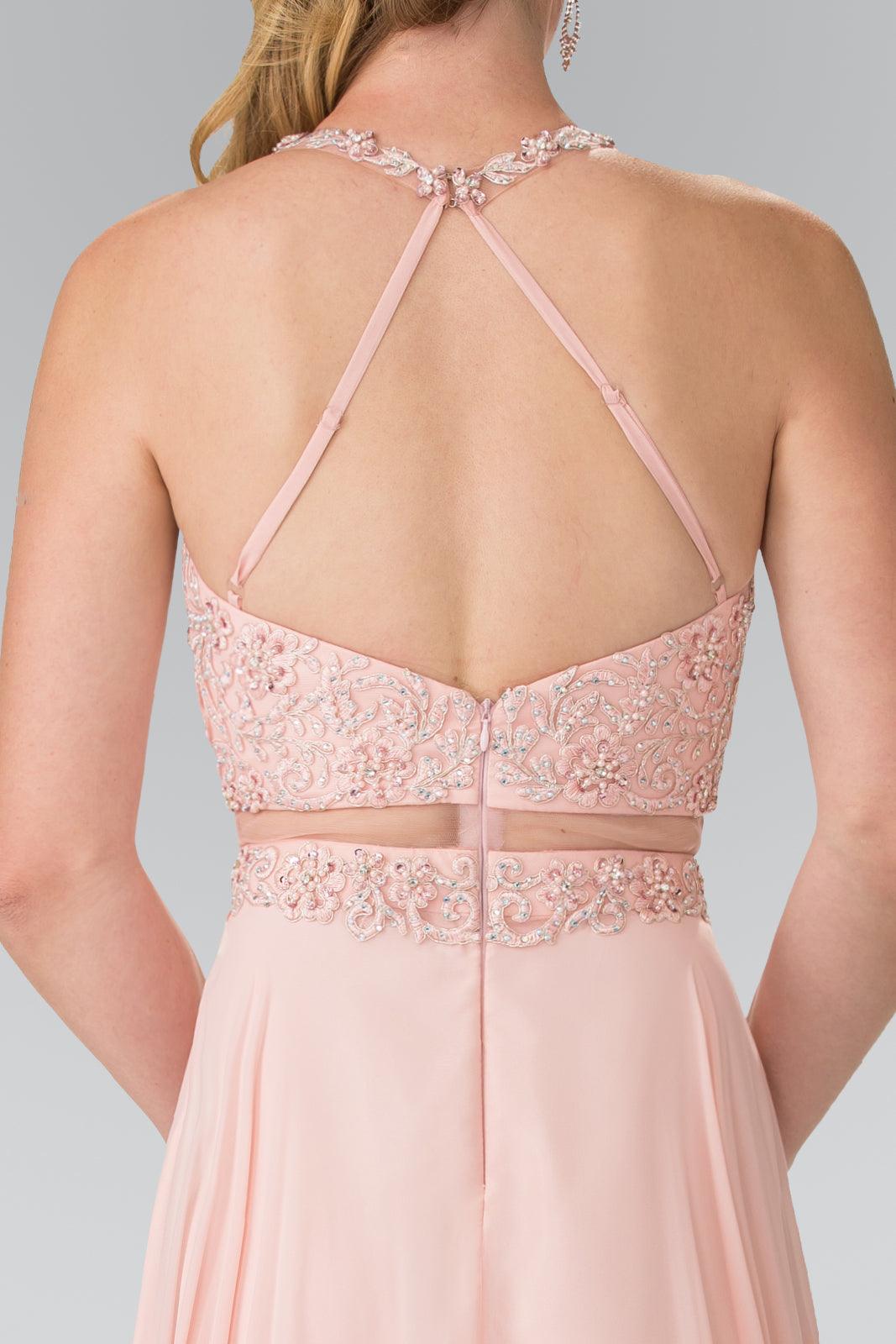 Long Formal Mock Two Piece Prom Dress - The Dress Outlet Elizabeth K