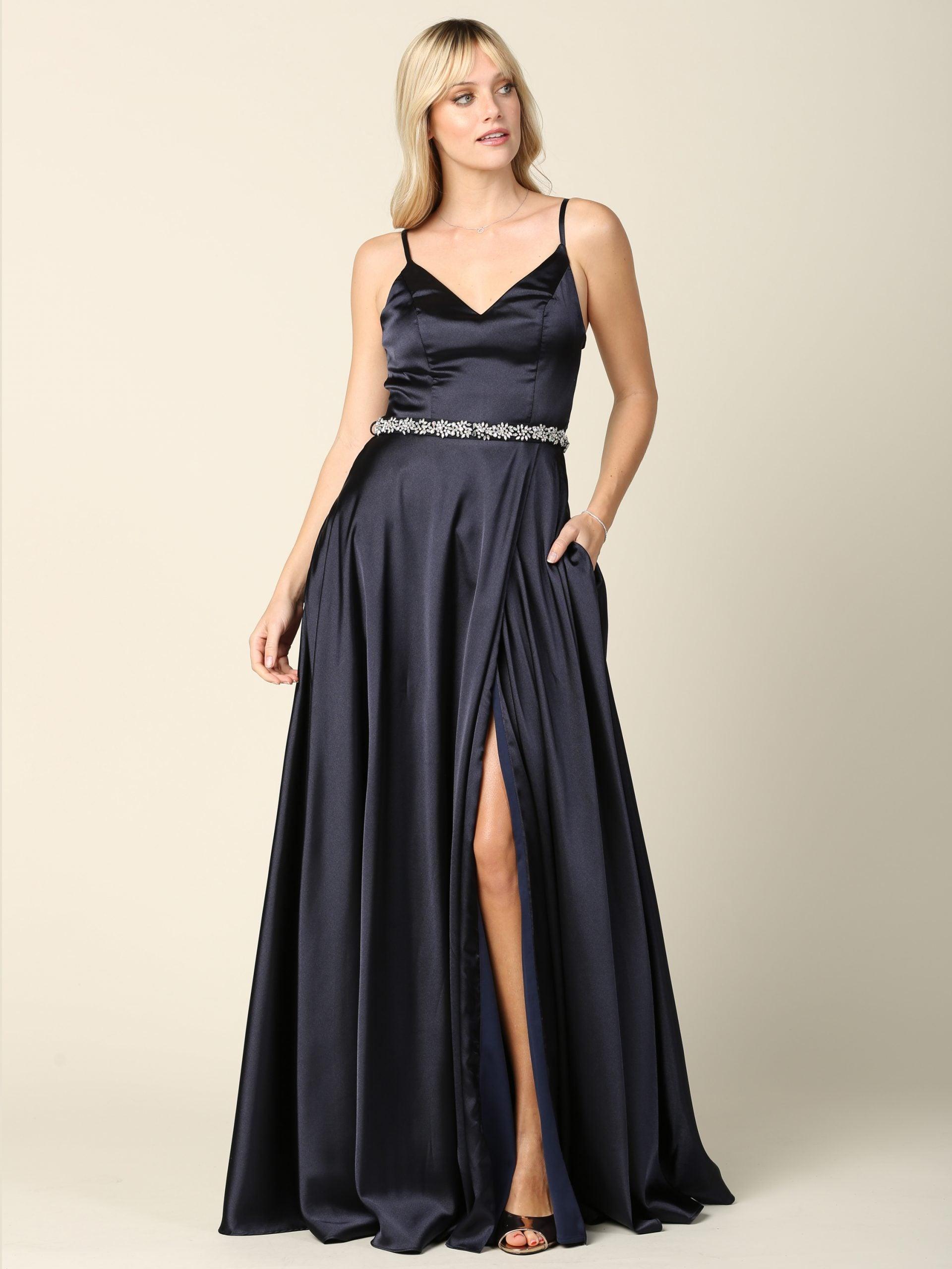 Long Formal Spaghetti Strap Bridesmaids Dress - The Dress Outlet