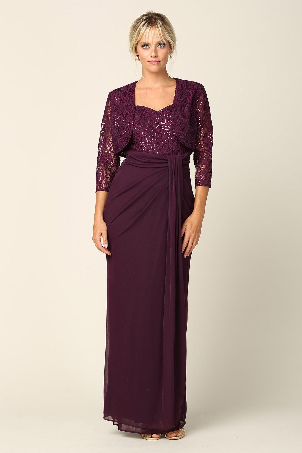 Long Mother of the Bride 2 Piece Formal Bolero Dress Sale - The Dress Outlet