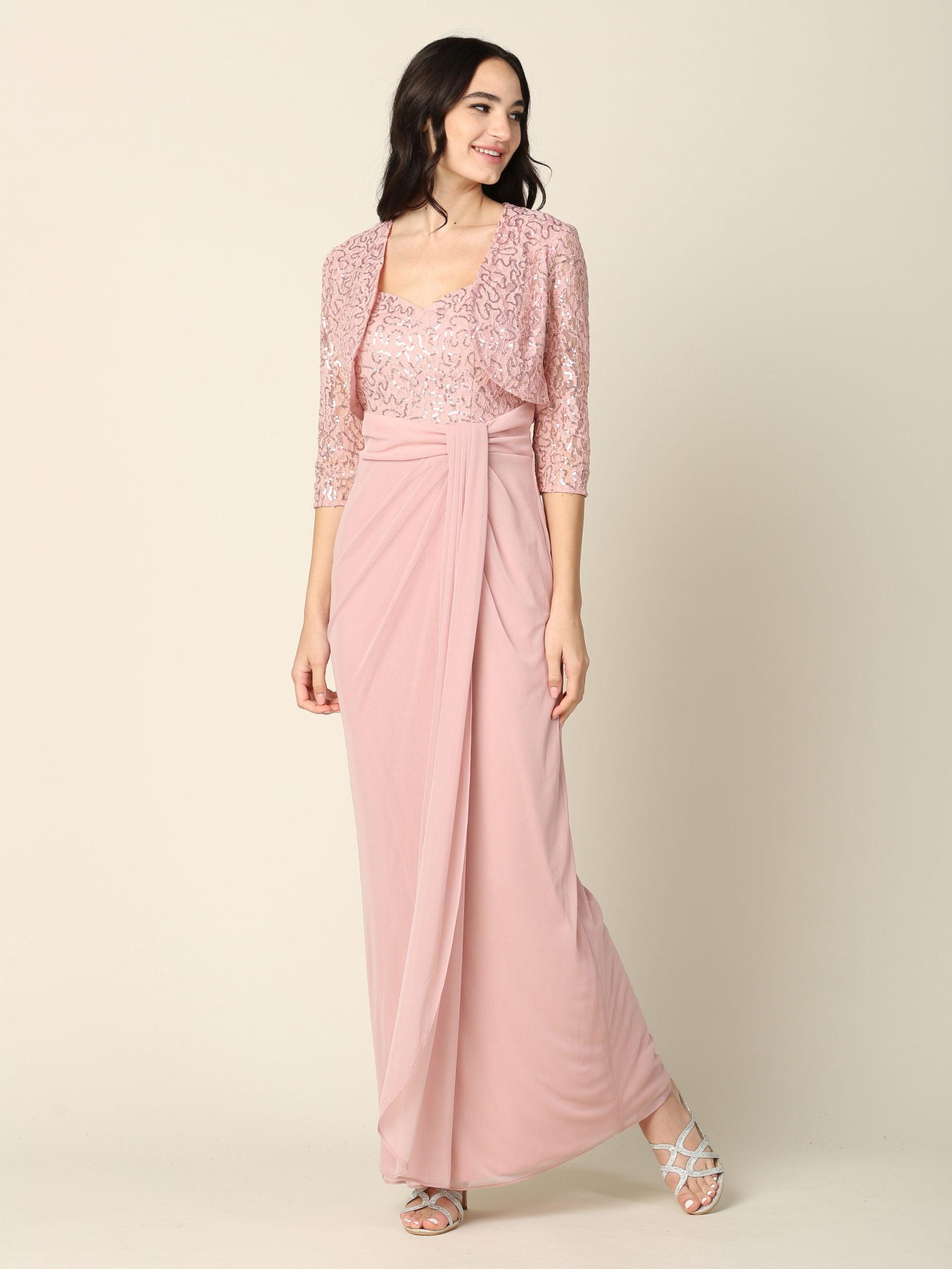 Long Mother of the Bride 2 Piece Formal Bolero Dress - The Dress Outlet