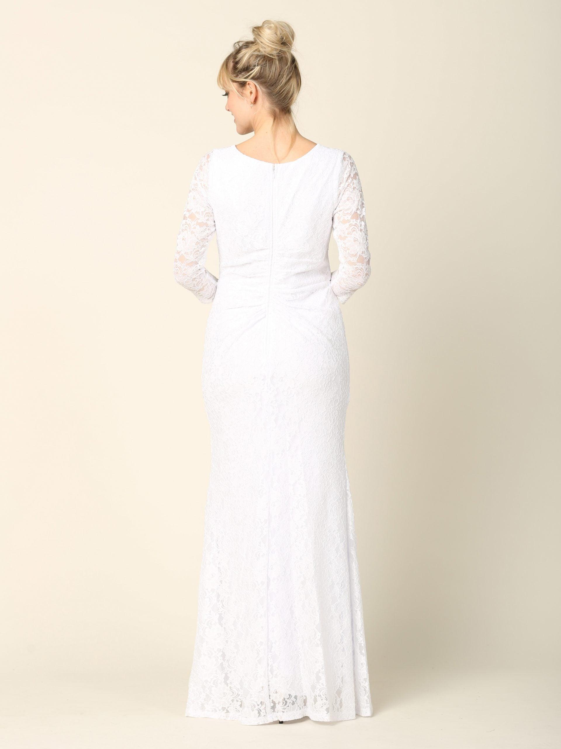 Long Mother of the Bride Lace Formal Dress - The Dress Outlet