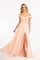 Long Off Shoulder Formal Chiffon Prom Gown Blush