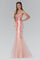 Long Prom Dress Accented with Sequin and Tulle Overlay - The Dress Outlet Elizabeth K