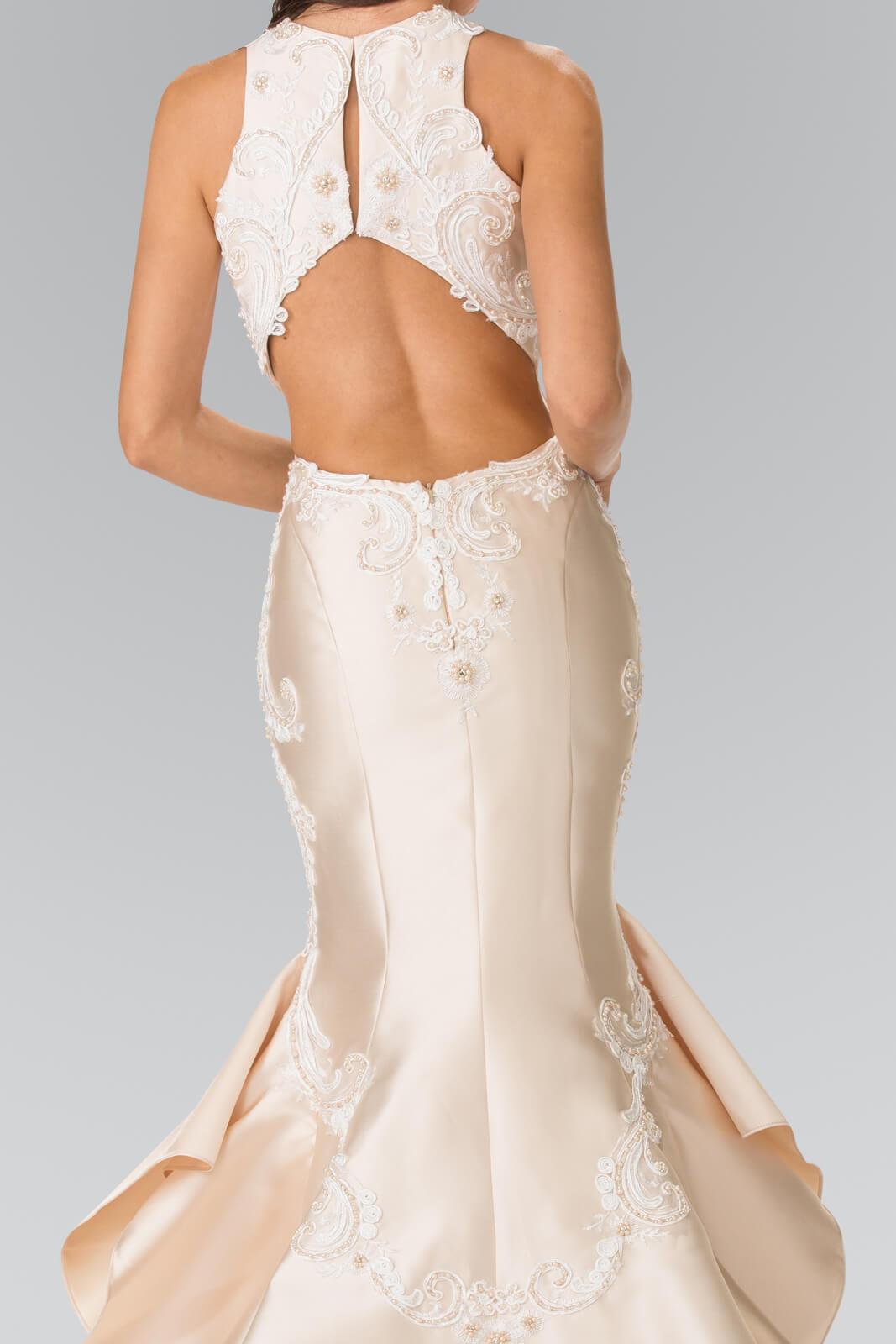 Long Prom Dress Ruffled Skirt Mermaid Gown - The Dress Outlet Elizabeth K