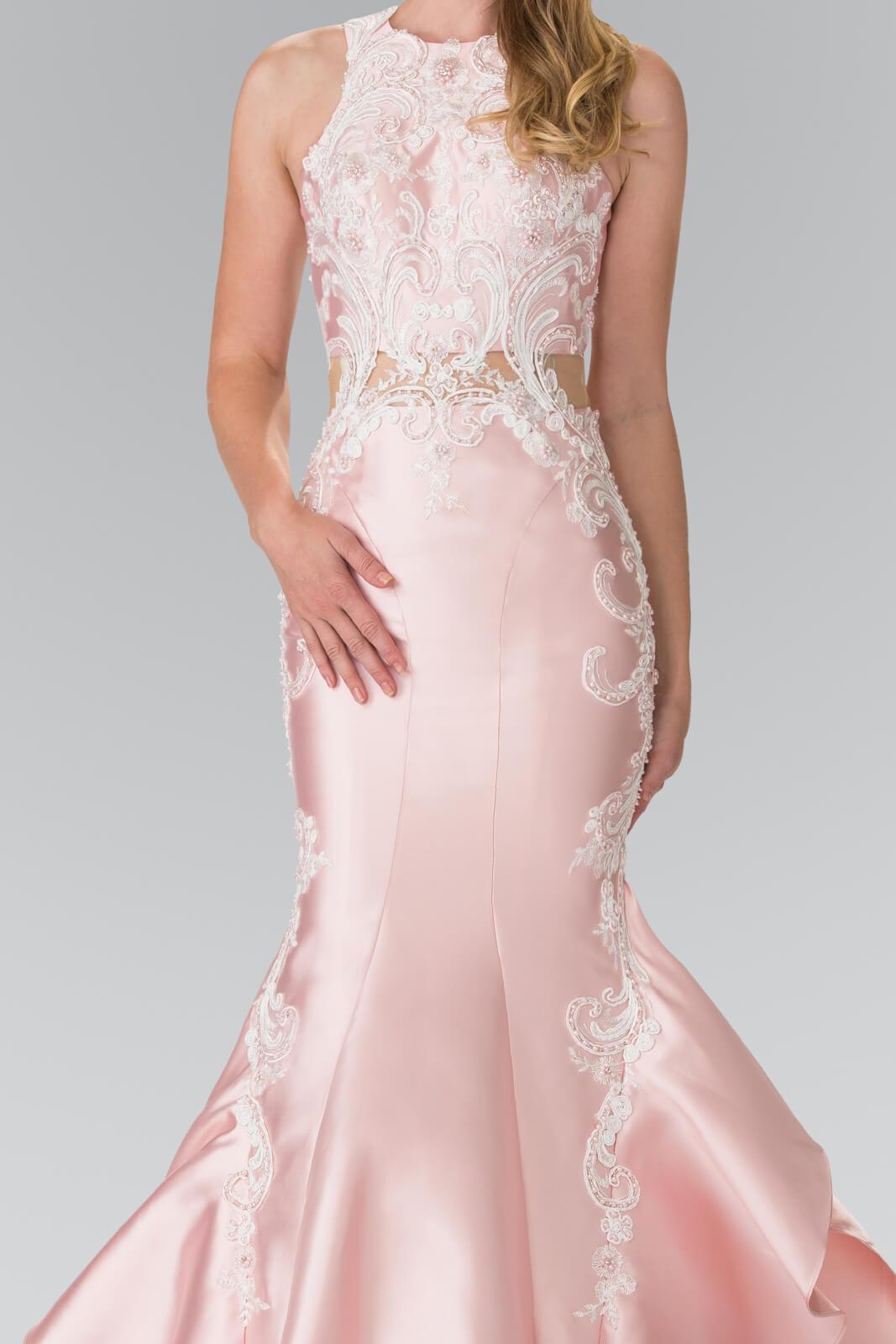 Long Prom Dress Ruffled Skirt Mermaid Gown - The Dress Outlet Elizabeth K