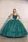 Long Quinceanera 3D Floral Cape Ball Gown - The Dress Outlet