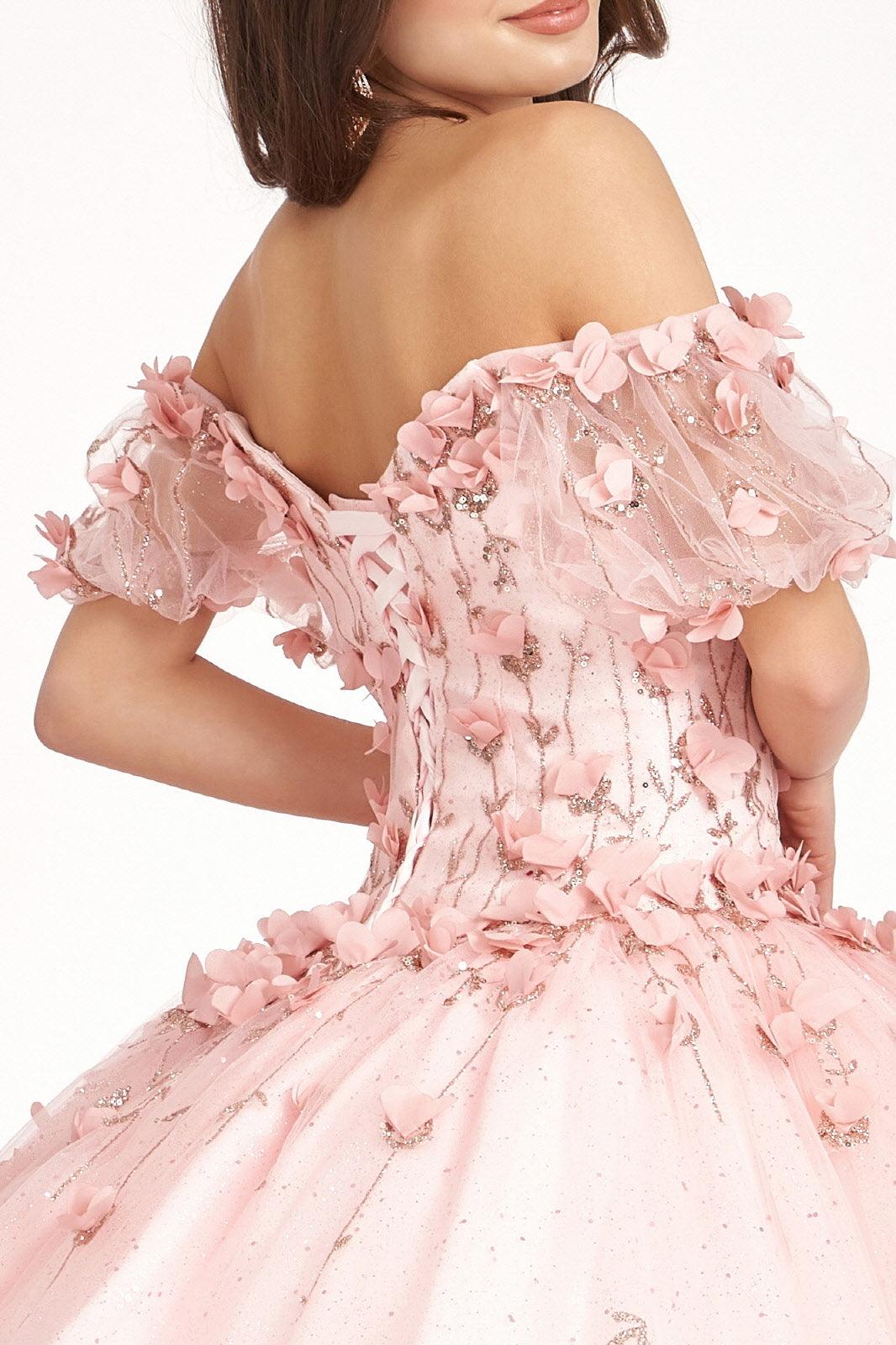 Long Quinceanera Dress Glitter Mesh Ball Gown - The Dress Outlet