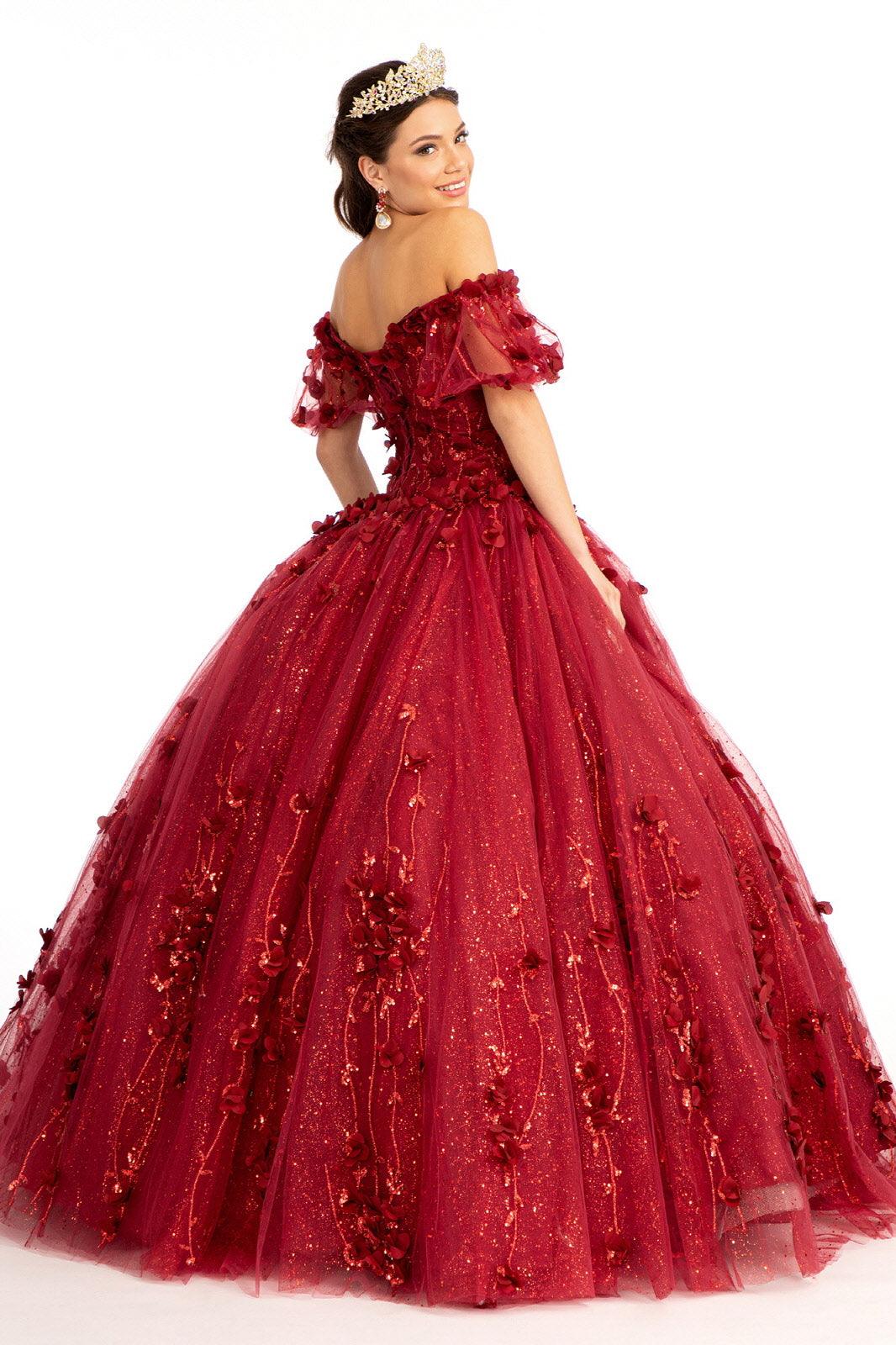 Long Quinceanera Dress Glitter Mesh Ball Gown - The Dress Outlet