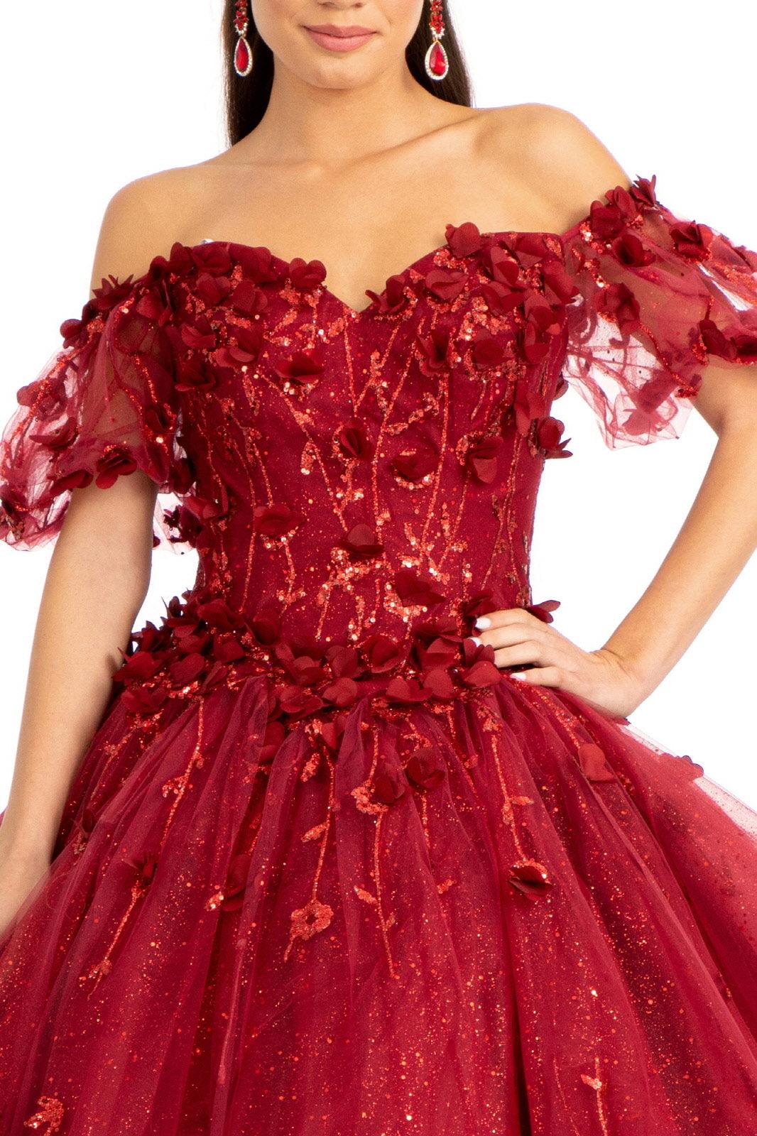 Long Quinceanera Dress Glitter Mesh Ball Gown - The Dress Outlet