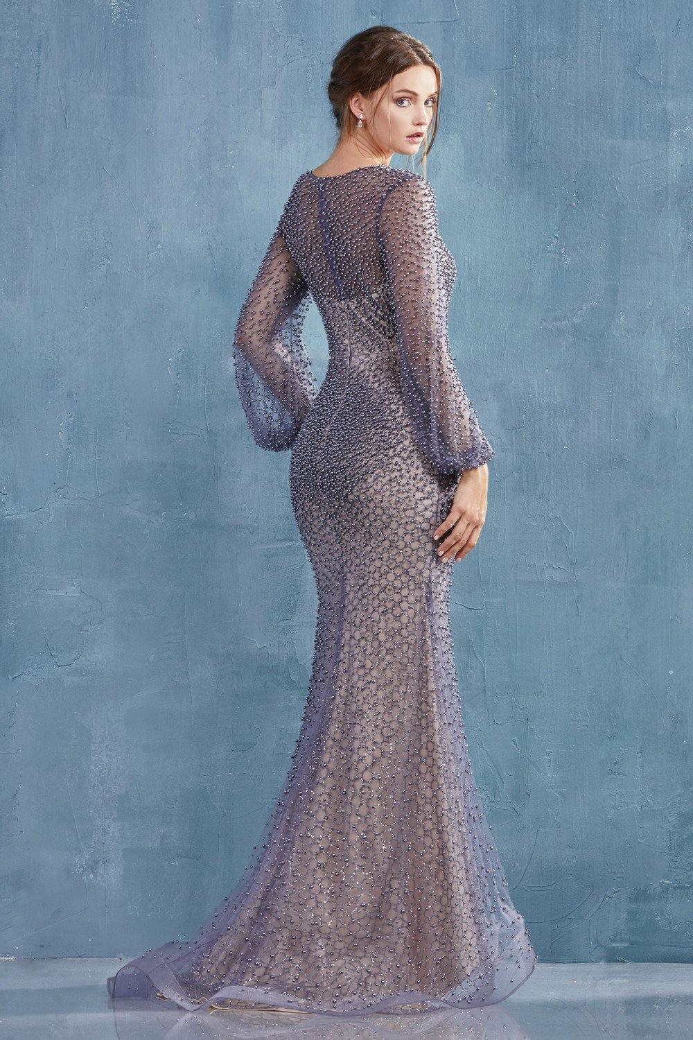 Andrea & Leo CDA0997 Long Sleeve Pearl Prom Dress Evening Gown Sale