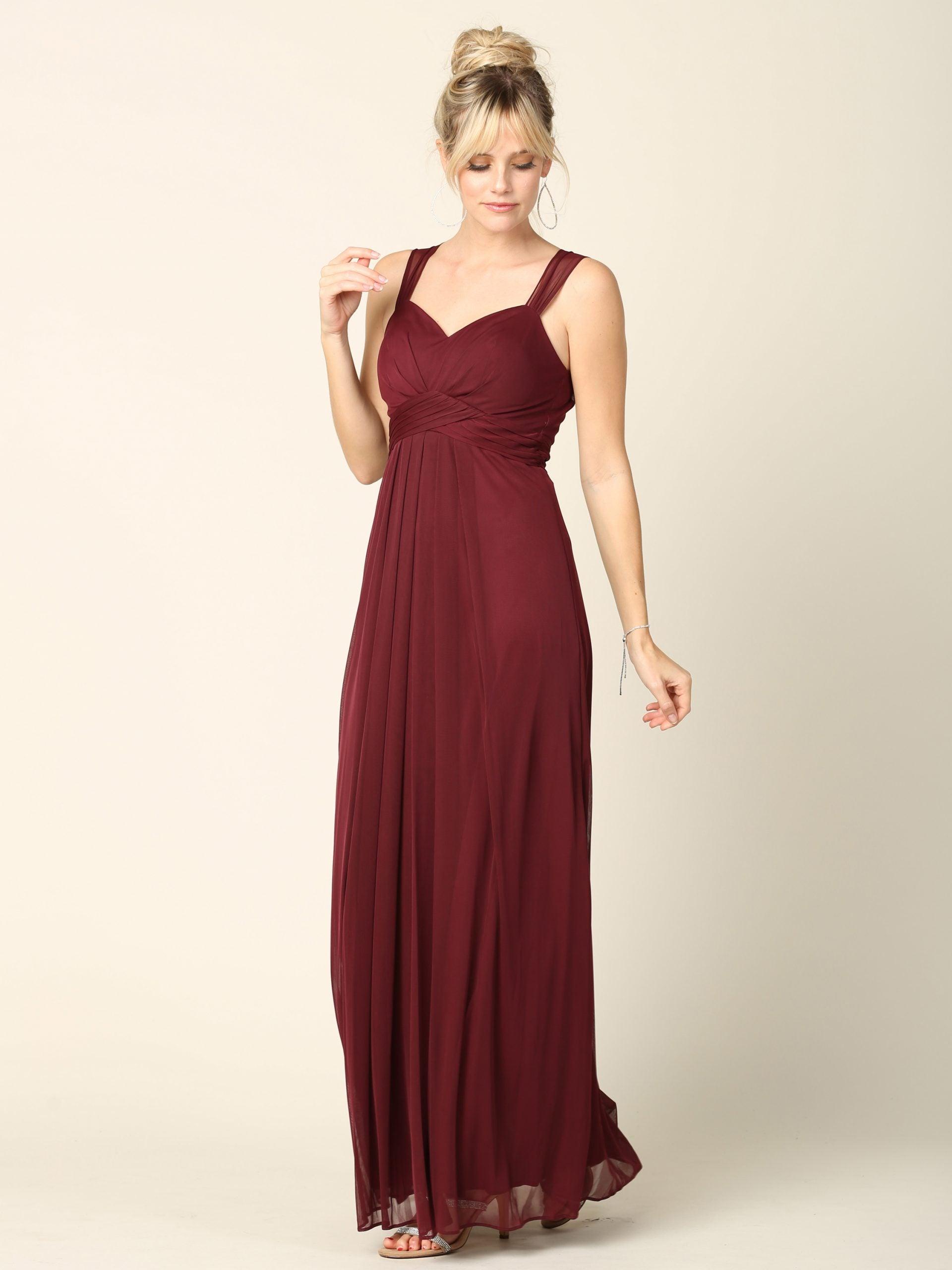 Long Sleeveless Bridesmaid Chiffon Dress - The Dress Outlet