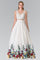 Long V-Neck A-Line Print Prom Dress - The Dress Outlet Elizabeth K