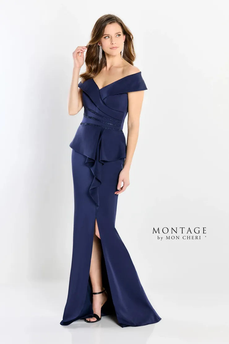 Formal Dresses Long Fit Peplum Formal Evening Dress  Navy Blue