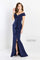 Formal Dresses Long Fit Peplum Formal Evening Dress  Navy Blue