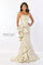 Formal Dresses Ruffle Detail Long Formal Mermaid Gown Metallic Evening Dress  Champagne Gold