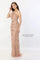 Formal Dresses Long Formal Beaded Sequin Evening Capelet Dress Rose Gold