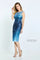 Cocktail Dresses Short Beaded Ombre Lace Knee Length Cocktail Dress Navy/Light Blue/Multi