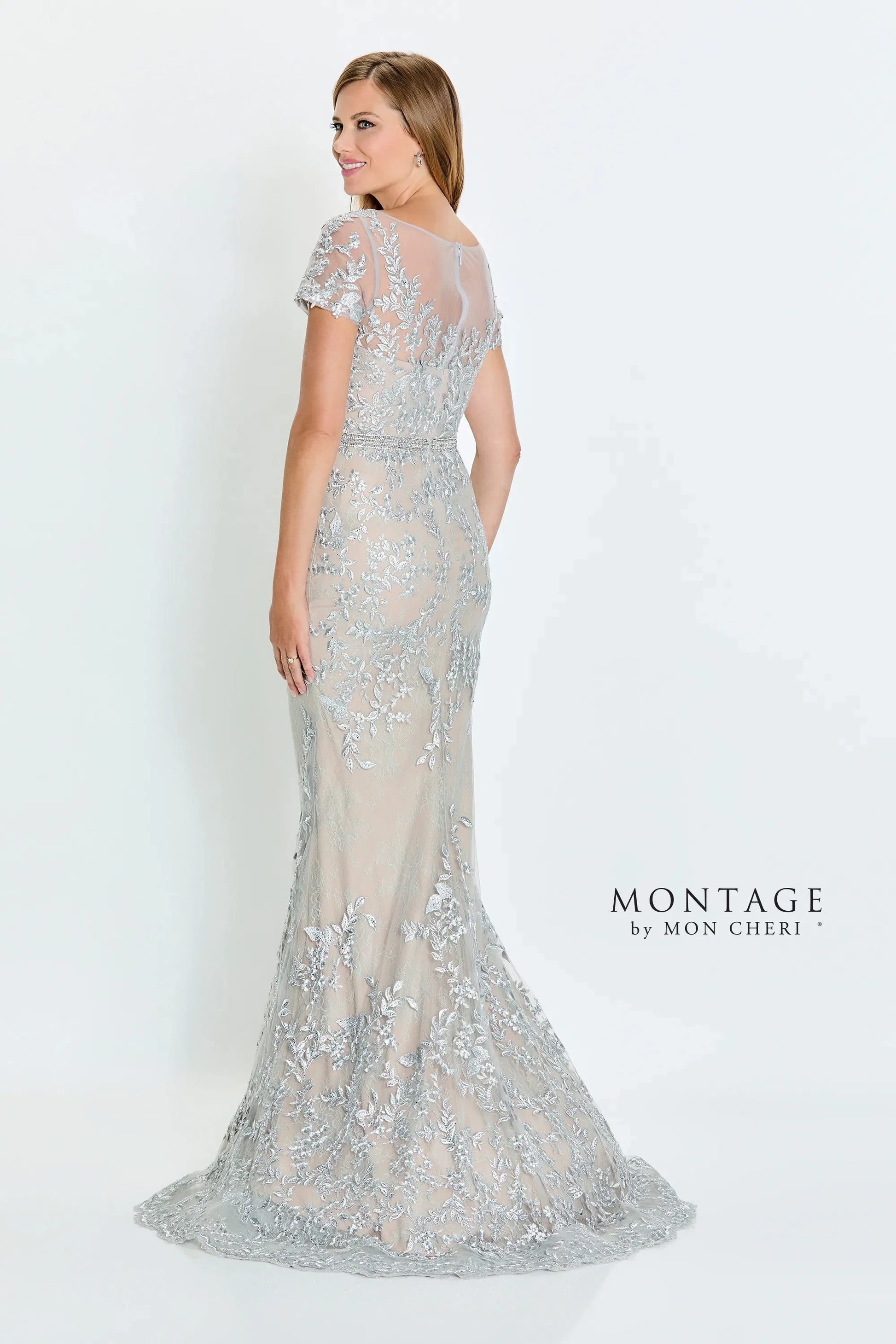Mother of the Bride Dresses Long Formal Mother of the Bride Evening Dress Silver/Nude