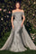 Prom Dresses Beaded Applique Long Formal Evening Dress Silver